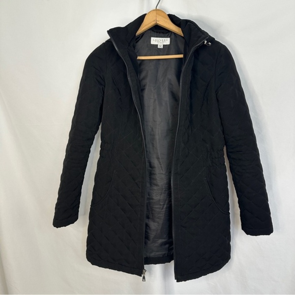Laundry By Shelli Segal‎ Los Angeles Jacket Coat Womens Small Black Quilted Hood